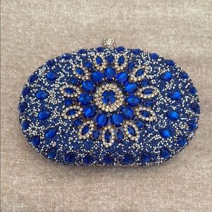 RAMLA Elegant Blue Crystal Clutch